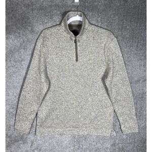 Haggar Cool 18 Pro Marled Knit‎ 1/4 Zip Shirt Mens Size Medium Brown Long Sleeve